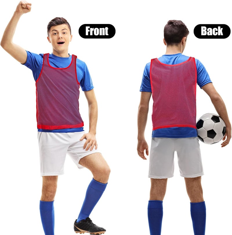 Eorbow 18 Packs Youth Team Pinnies, Kids Scrimmage Training Vest, Training Pennies, Jerseys Mesh Practice Vests for Basketball, Soccer, Football, Volleyball, 3 Colors - Image 3